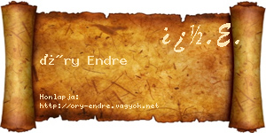 Őry Endre névjegykártya